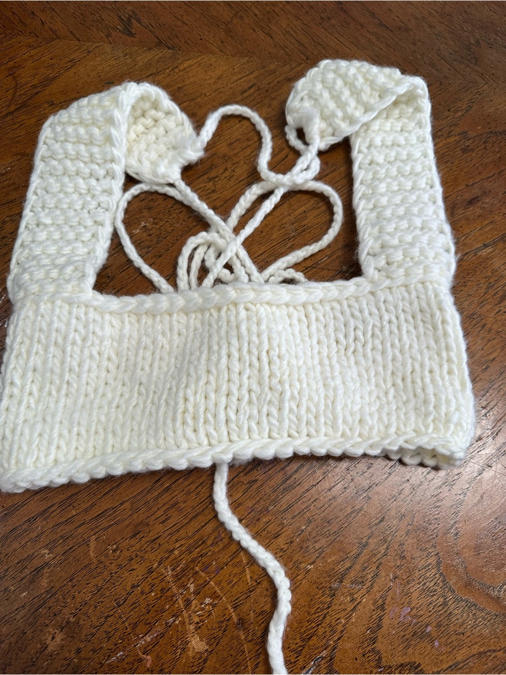 Hand-Knit Cream Women’s Crop Top